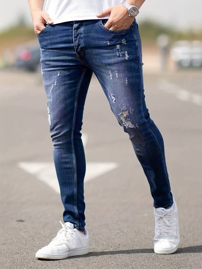 Jeans Skinny Uomo con Effetto Destroyed Fit Slim
