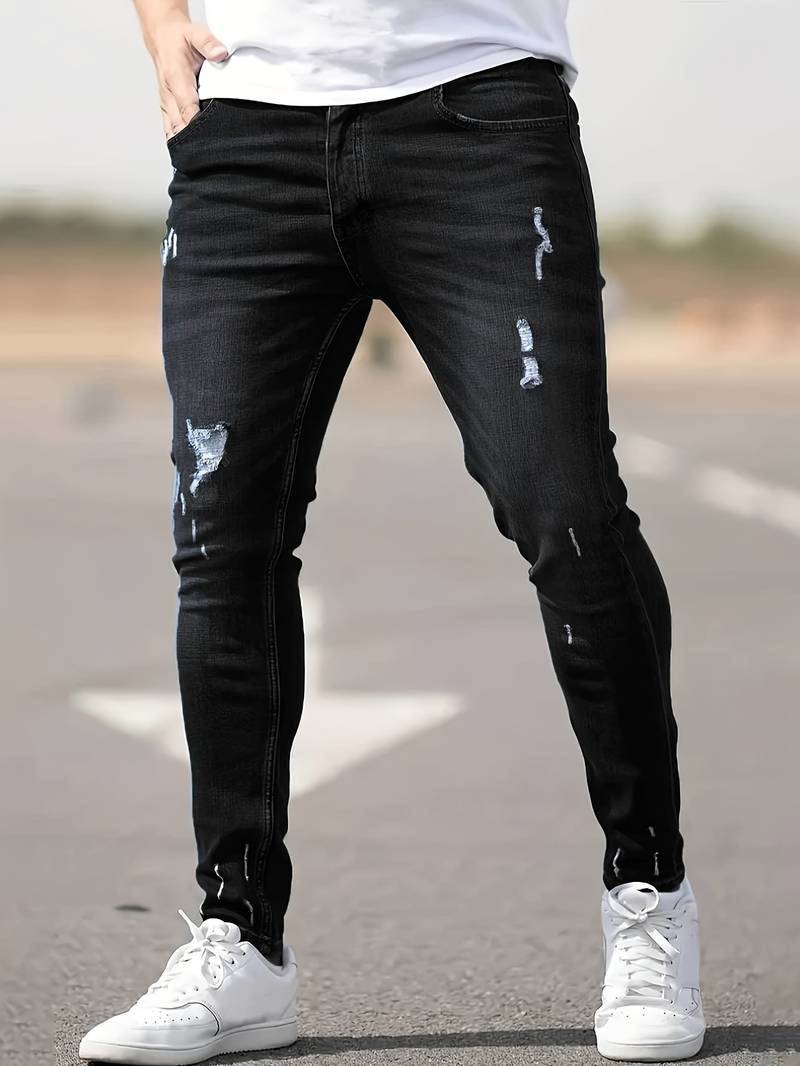 Jeans Skinny Uomo con Effetto Destroyed Fit Slim