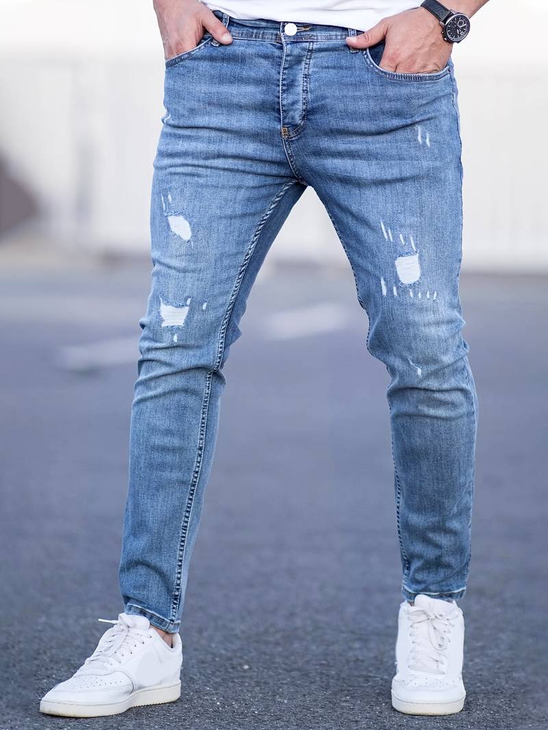 Jeans Skinny Uomo con Effetto Destroyed Fit Slim