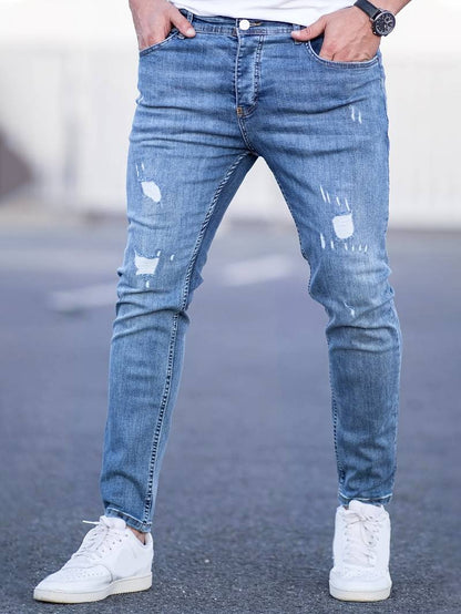 Jeans Skinny Uomo con Effetto Destroyed Fit Slim