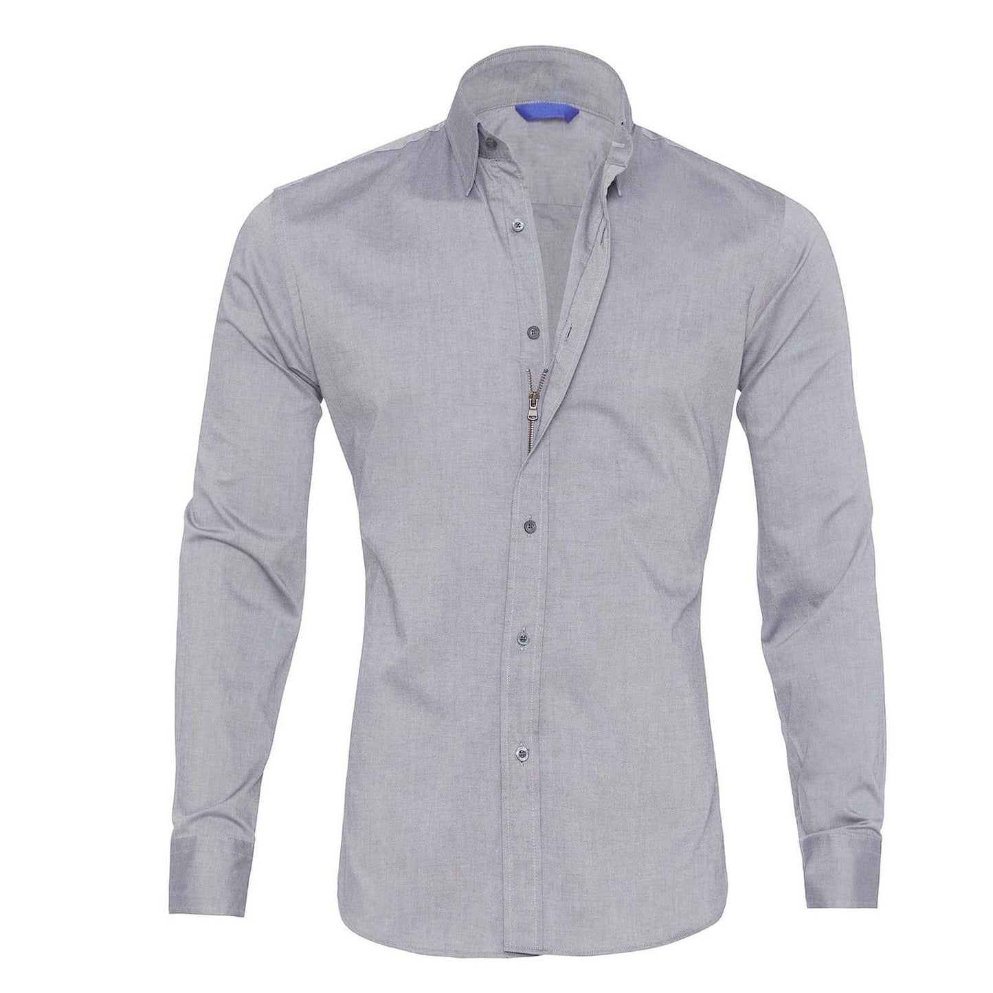 Camicia Uomo con Zip Manica Lunga Slim Fit