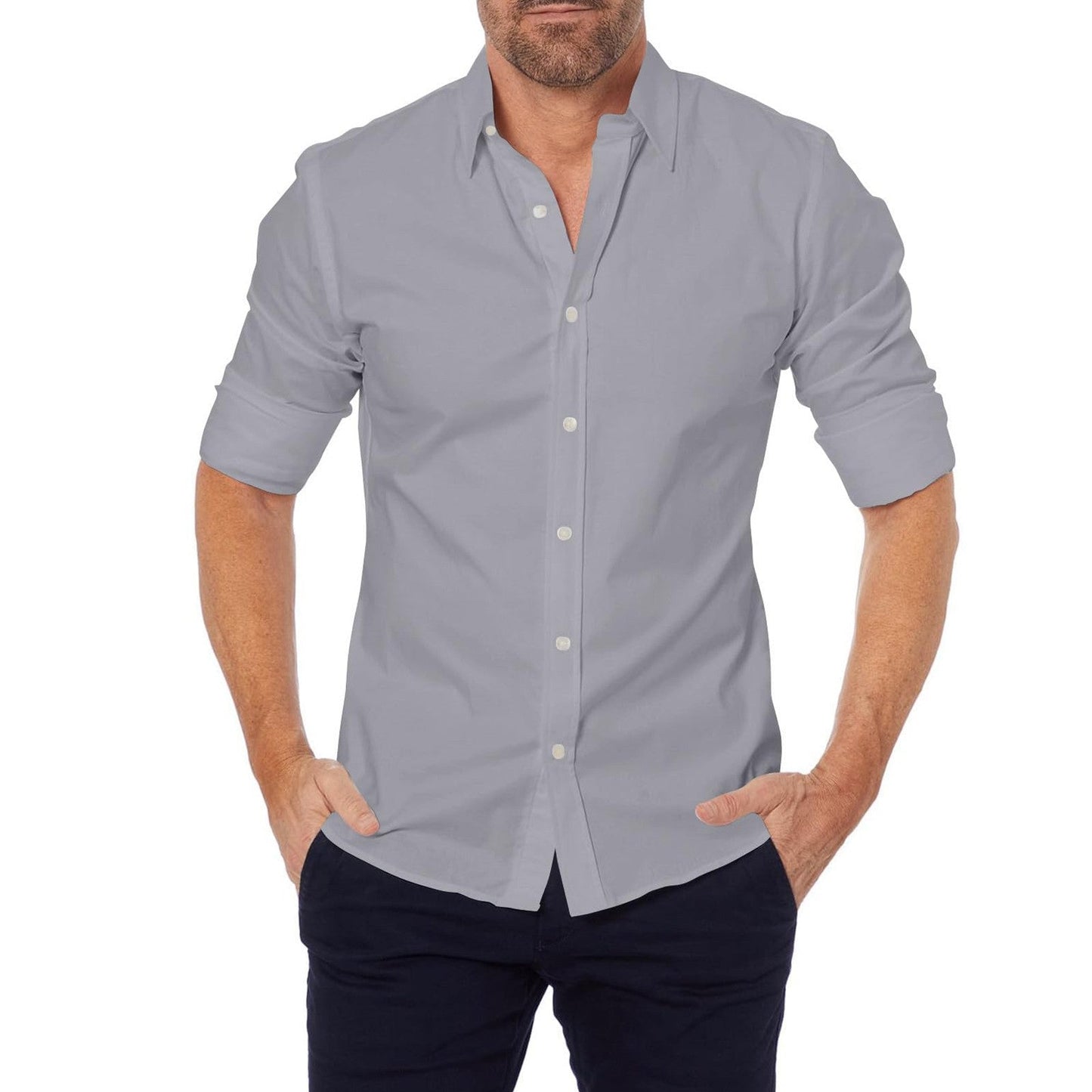 Camicia Uomo con Zip Manica Lunga Slim Fit