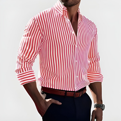 Camicia Uomo Manica Lunga Rigata Stile Casual