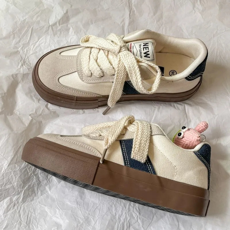Sneakers Donna Basse Tela e Pelle Scamosciata Casual Comode - Vesarelli
