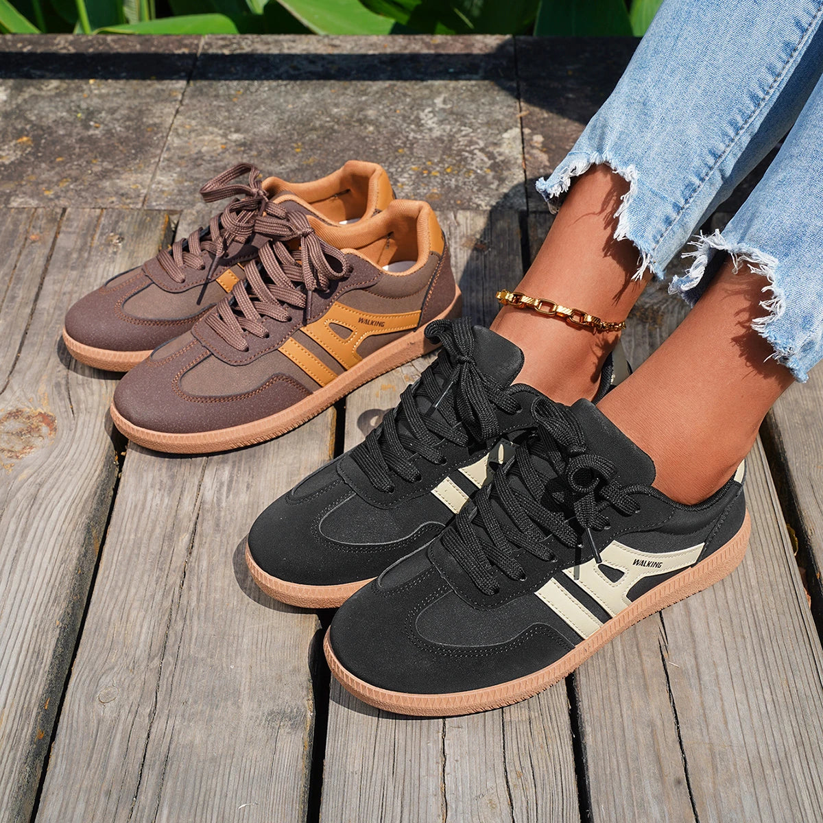 Sneakers casual da donna con lacci, leggere e traspiranti 1