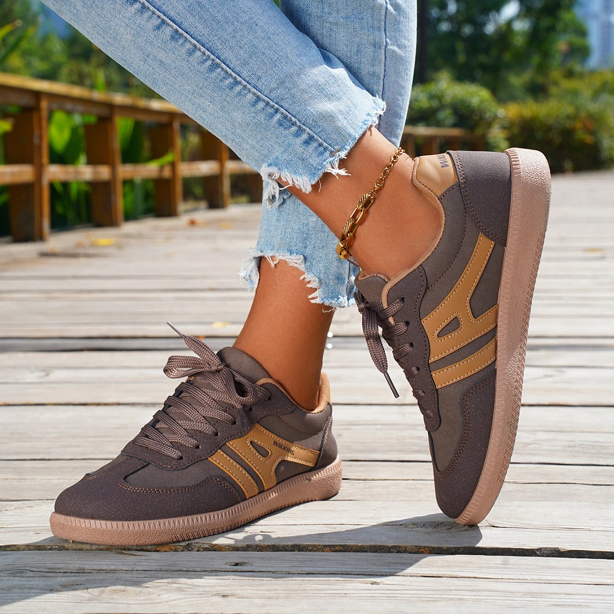 Sneakers casual da donna con lacci, leggere e traspiranti 3