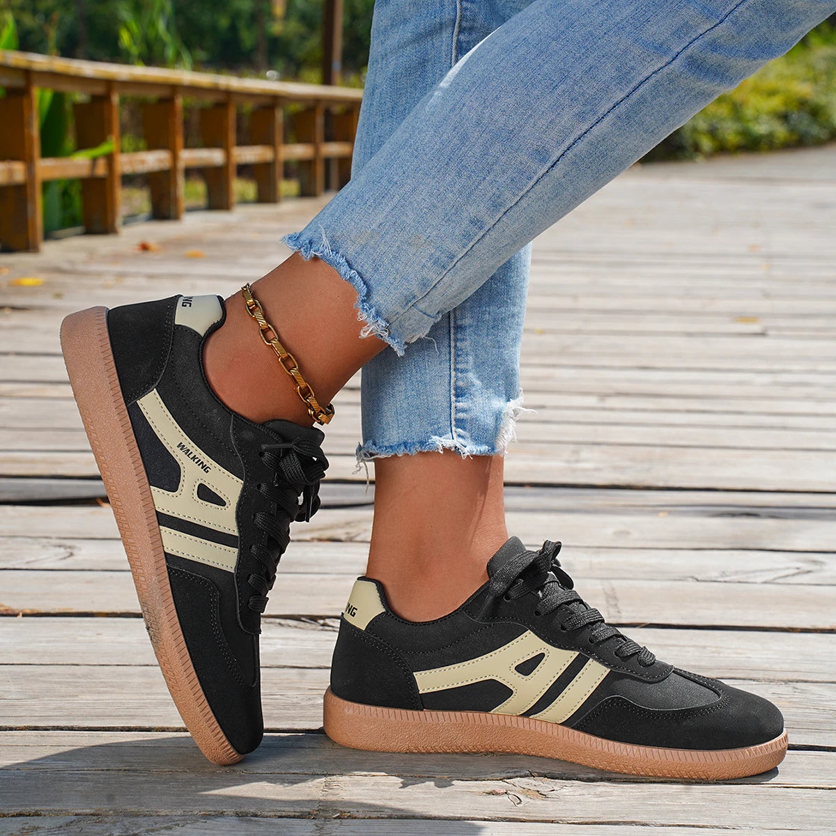 Sneakers casual da donna con lacci, leggere e traspiranti 4
