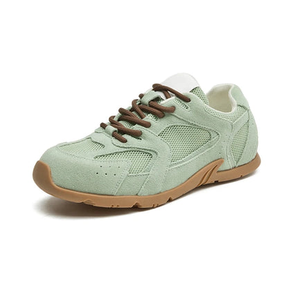 Sneakers comode da donna in pelle scamosciata con lacci retrò 3