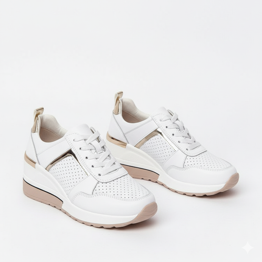 Sneakers Donna in Pelle Sintetica Zeppa Comfort Traspirante - Vesarelli
