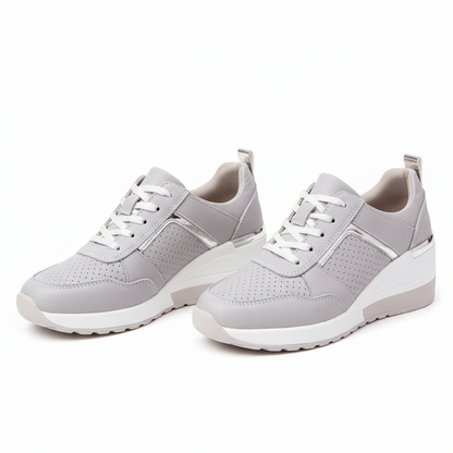 Sneakers con zeppa da donna per comfort e traspirabilità in pelle sintetica 7