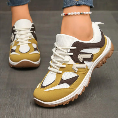 Sneakers Donna Sintetico Suola Spessa Lacci Comode - Vesarelli