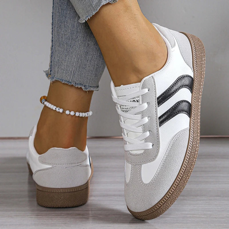 Sneakers da donna con plateau eleganti, comode, con lacci, sintetiche 5