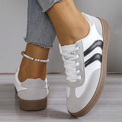 Sneakers da donna con plateau eleganti, comode, con lacci, sintetiche 5