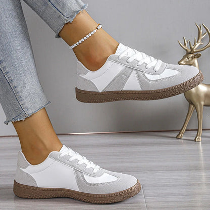 Sneakers da donna eleganti con tacco piatto, comode e sintetiche 2