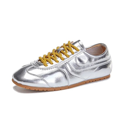 Sneakers da donna retrò con lacci, comode e sintetiche 8