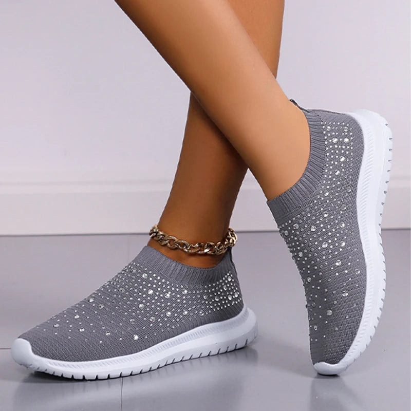 Sneakers slip-on eleganti da donna in maglia, comode ed eleganti 1