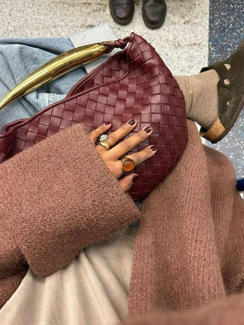 Borsa Donna in Ecopelle Intrecciata Tracolla