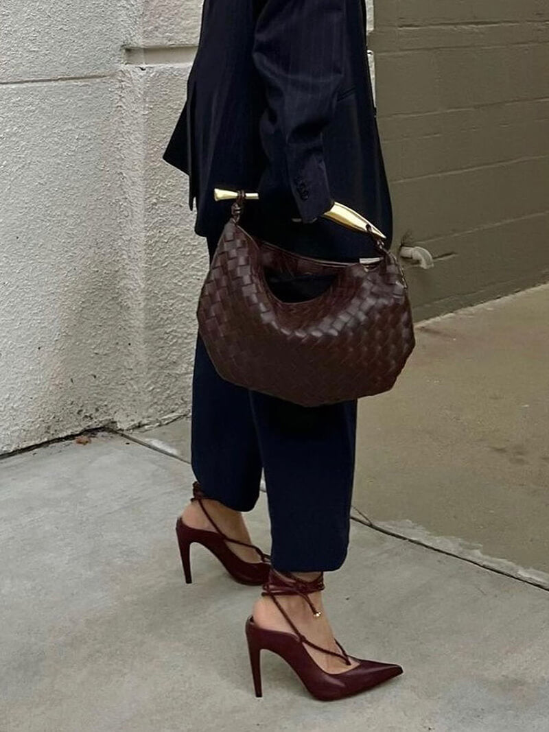 Borsa Donna in Ecopelle Intrecciata Tracolla