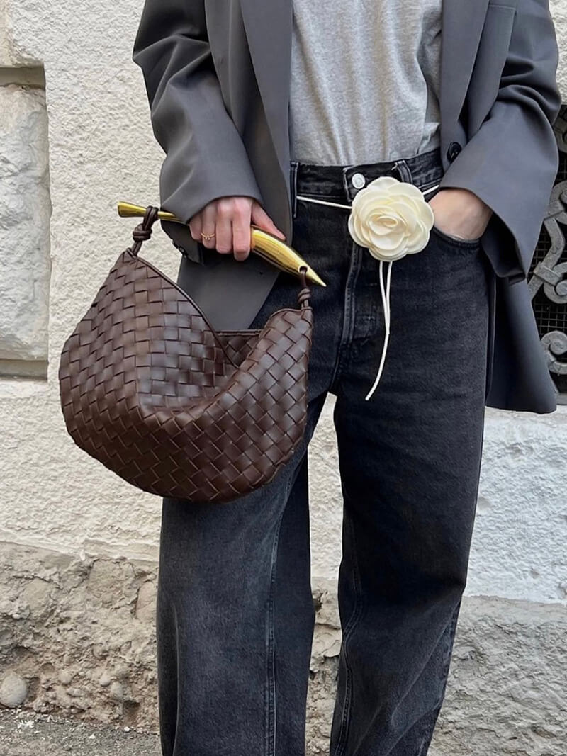 Borsa Donna in Ecopelle Intrecciata Tracolla
