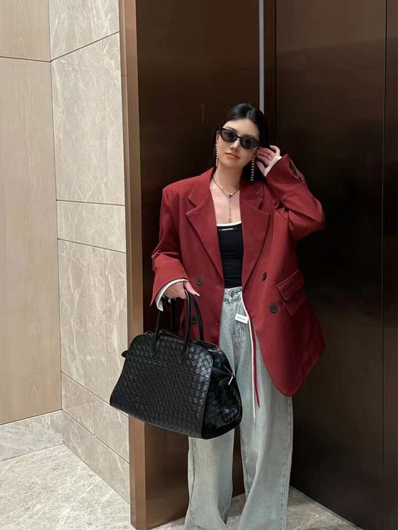Borsa Donna Elegante in Pelle Intrecciata Rigida