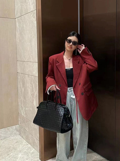 Borsa Donna Elegante in Pelle Intrecciata Rigida