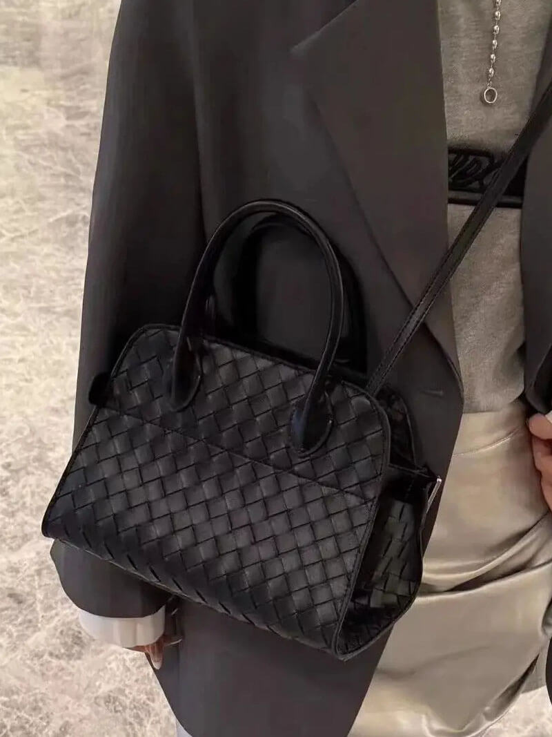 Borsa Donna Elegante in Pelle Intrecciata Rigida