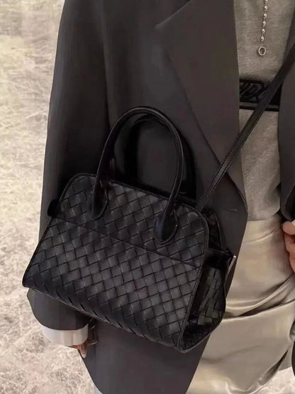 Borsa Donna Elegante in Pelle Intrecciata Rigida
