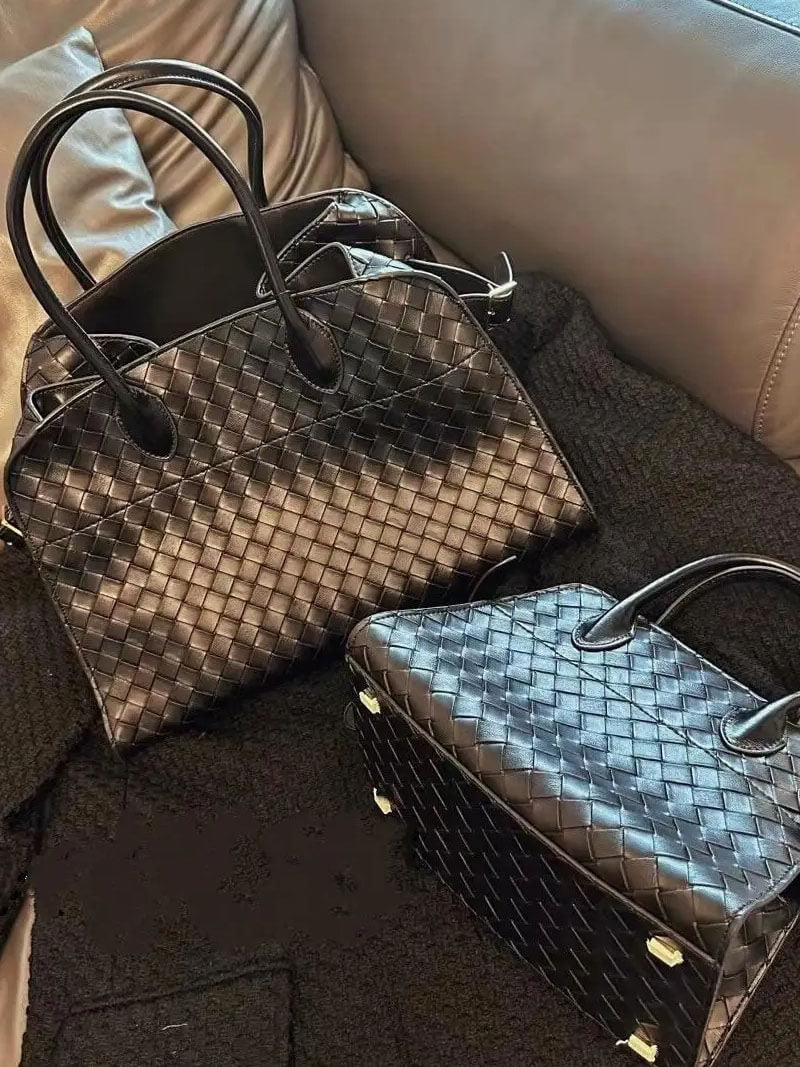 Borsa Donna Elegante in Pelle Intrecciata Rigida
