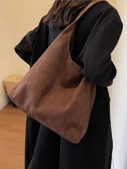 Borsa a Spalla Donna in Pelle Scamosciata Minimalista