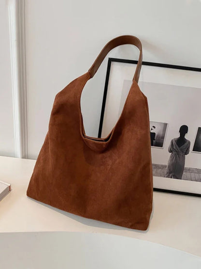 Borsa a Spalla Donna in Pelle Scamosciata Minimalista