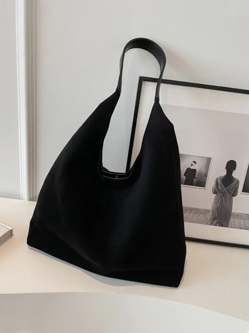 Borsa a Spalla Donna in Pelle Scamosciata Minimalista