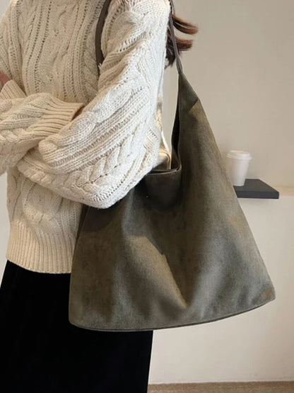 Borsa a Spalla Donna in Pelle Scamosciata Minimalista