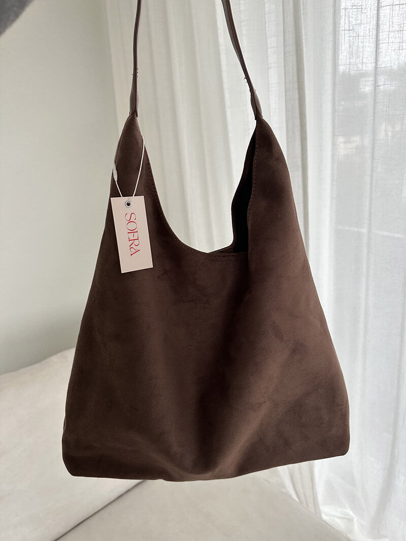 Borsa a Spalla Donna in Pelle Scamosciata Minimalista