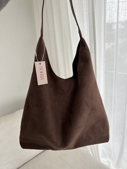 Borsa a Spalla Donna in Pelle Scamosciata Minimalista