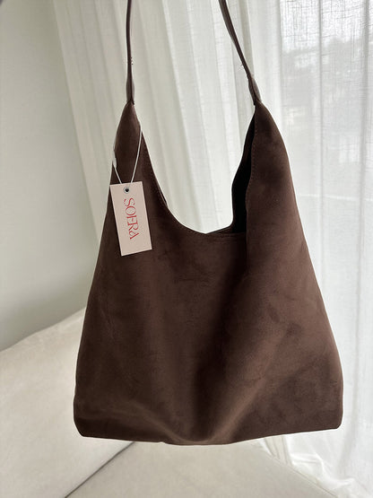 Borsa a Spalla Donna in Pelle Scamosciata Minimalista
