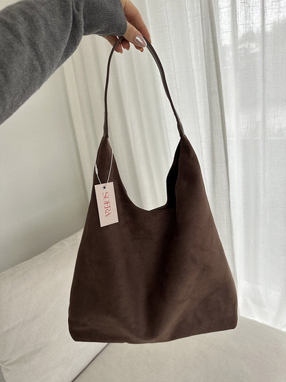 Borsa a Spalla Donna in Pelle Scamosciata Minimalista