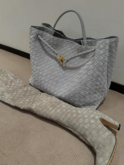 Borsa Donna in Pelle Scamosciata Intrecciata