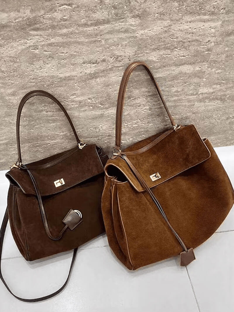 Borsa Donna in Suede Vegan Stile Classico Elegante