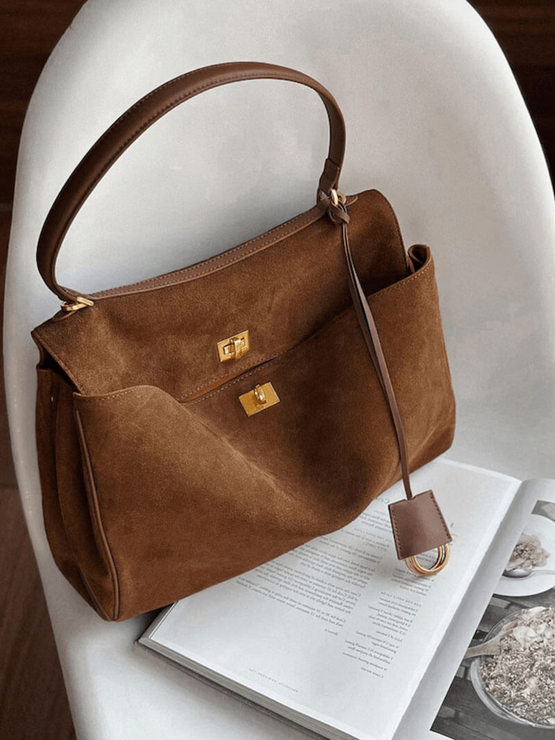 Borsa Donna in Suede Vegan Stile Classico Elegante