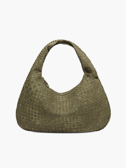 Borsa Hobo Donna in Pelle Scamosciata Intrecciata XL