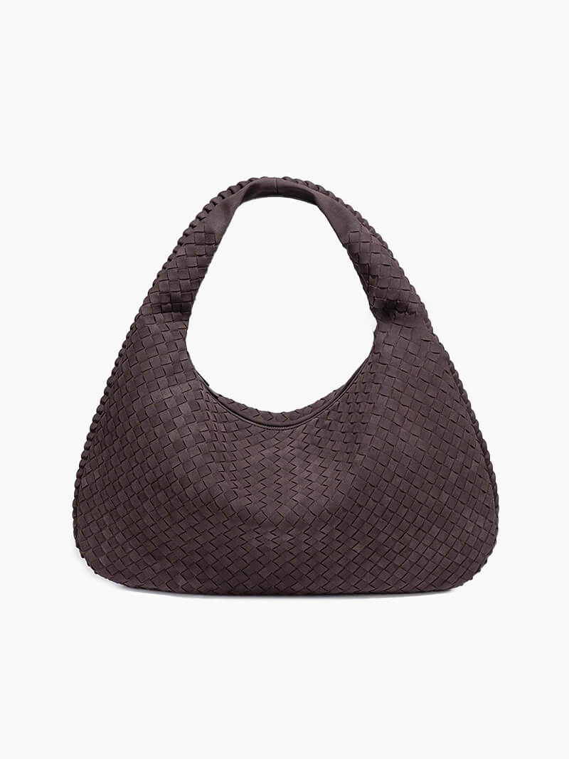 Borsa Hobo Donna in Pelle Scamosciata Intrecciata XL