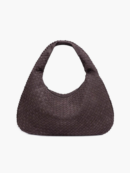 Borsa Hobo Donna in Pelle Scamosciata Intrecciata XL