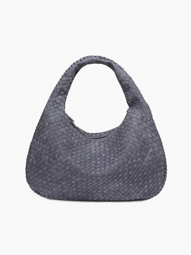 Borsa Hobo Donna in Pelle Scamosciata Intrecciata XL