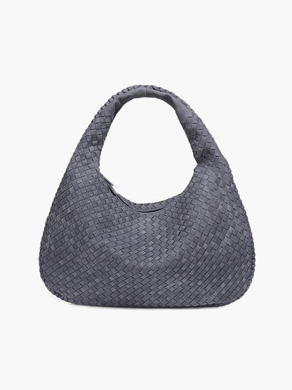 Borsa Hobo Donna in Pelle Scamosciata Intrecciata XL