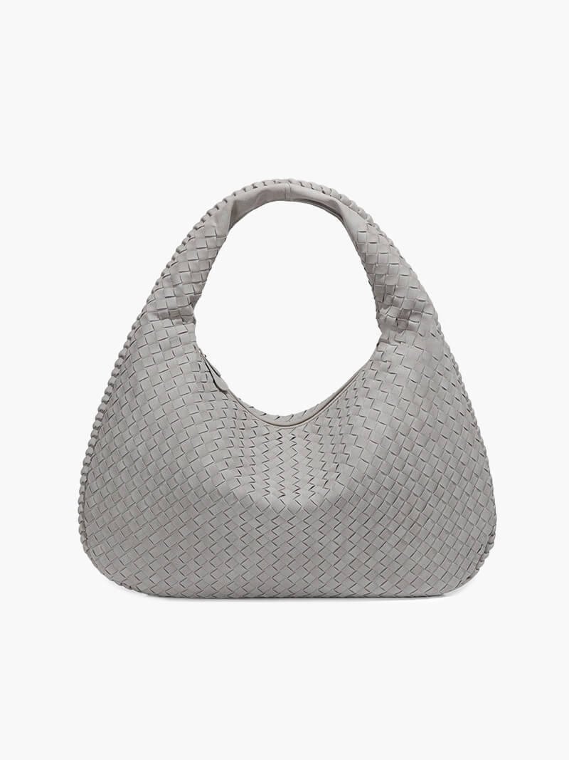 Borsa Hobo Donna in Pelle Scamosciata Intrecciata XL