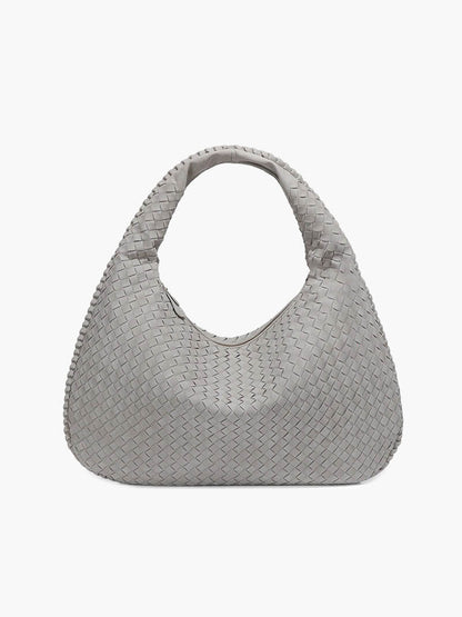 Borsa Hobo Donna in Pelle Scamosciata Intrecciata XL