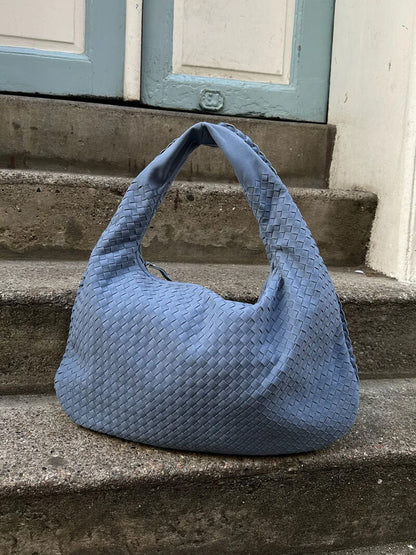 Borsa Hobo Donna in Pelle Scamosciata Intrecciata XL