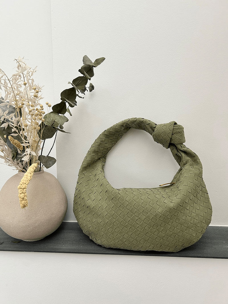 Borsa Hobo Donna Intrecciata con Dettaglio Nodo Elegante