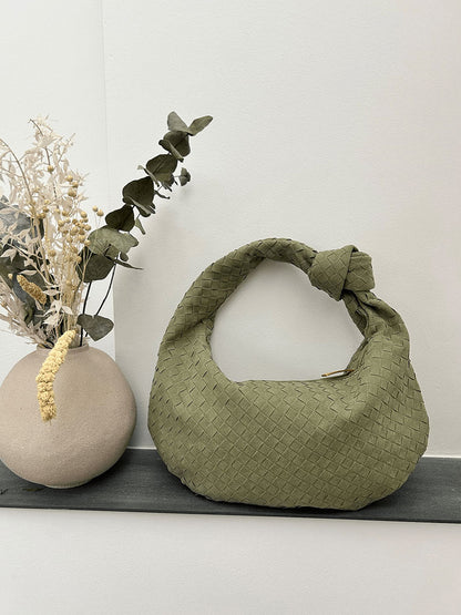 Borsa Hobo Donna Intrecciata con Dettaglio Nodo Elegante