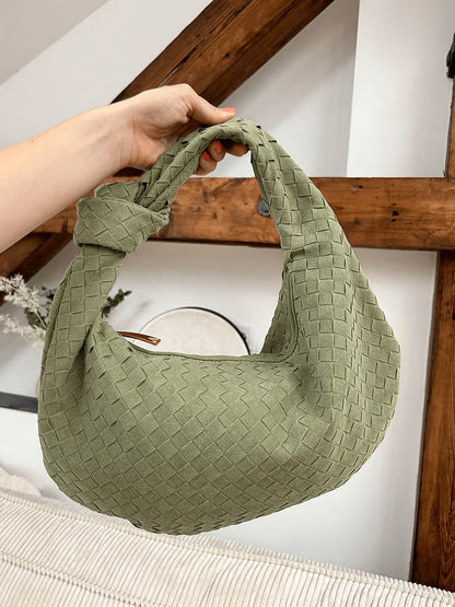 Borsa Hobo Donna Intrecciata con Dettaglio Nodo Elegante